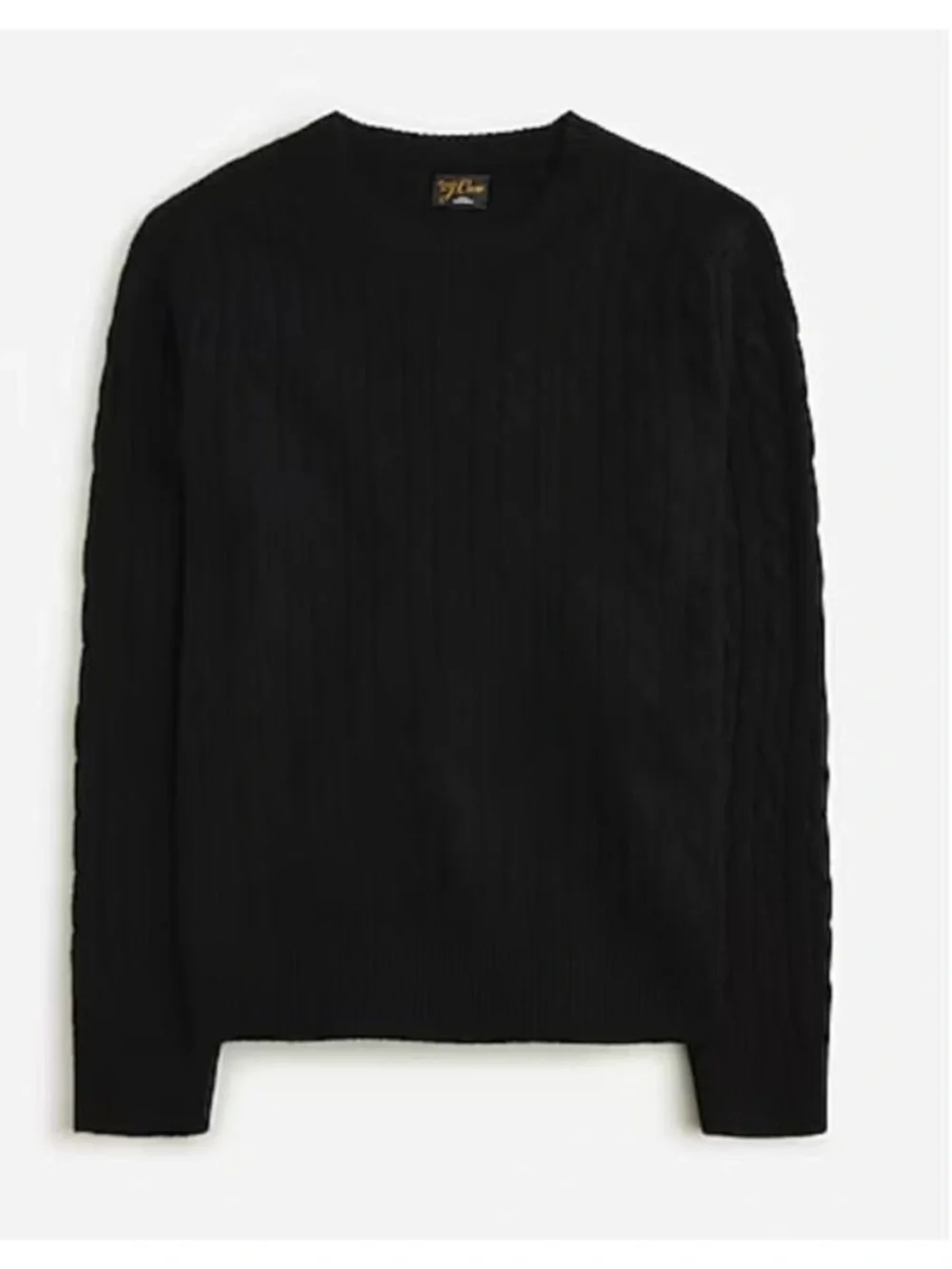 J. Crew 100% Cashmere Black Cable Knit Crewneck Sweater Large AZ972
